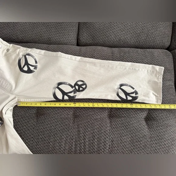 We the Free People Peace Sign Ziggy Harmony Overalls in White Medium Retail $128 - Picture 15 of 16